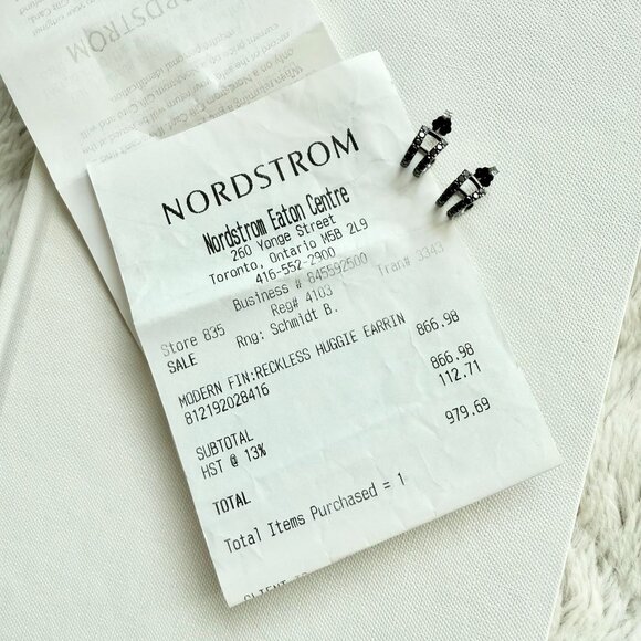 14K BLACK GOLD GEM DOUBLE HOOP EARRINGS - Picture 11 of 12